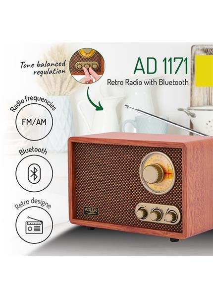 ADLER AD 1171, FM Rádio v RETRO štýle s Bluetooth ADLER AD 1171, FM Rádio v RETRO štýle s Bluetooth