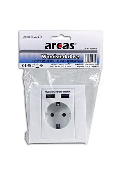 ARCAS WFL-GE2-01SU2, Zásuvka, 2x USB ARCAS WFL-GE2-01SU2, Zásuvka, 2x USB