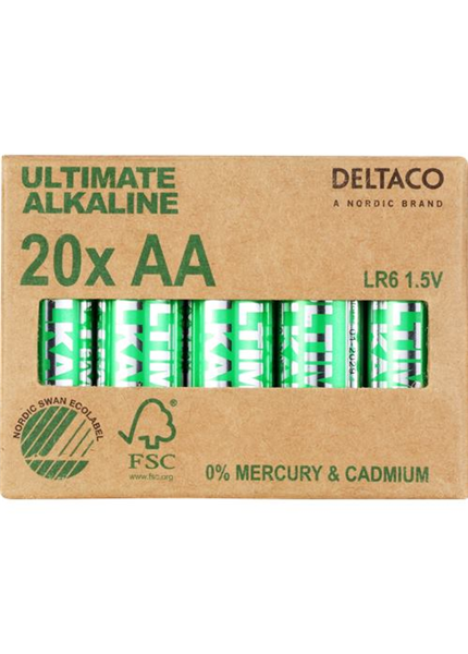 DELTACO ULTIMATE, Batérie alkalické AA, LR06 20ks DELTACO ULTIMATE, Batérie alkalické AA, LR06 20ks
