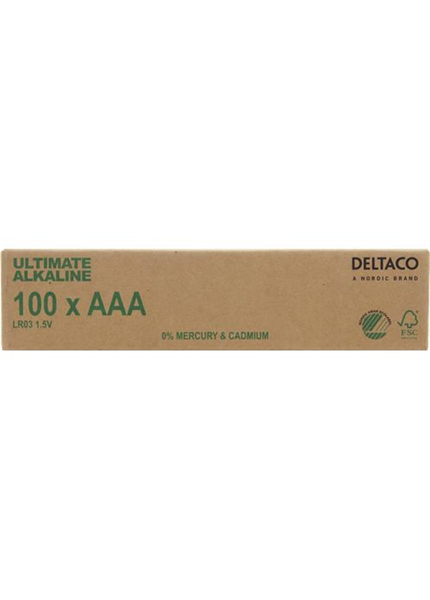 DELTACO ULTIMATE, Batérie alkalické AAA LR03 100ks DELTACO ULTIMATE, Batérie alkalické AAA LR03 100ks
