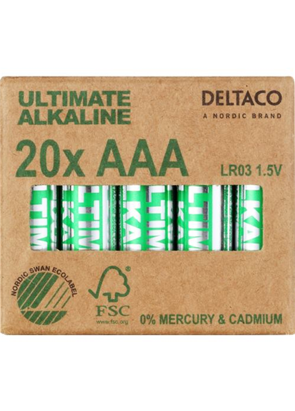 DELTACO ULTIMATE, Batérie alkalické AAA LR03 20ks DELTACO ULTIMATE, Batérie alkalické AAA LR03 20ks