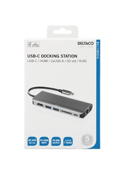 DELTACO USBC-HDMI2, Dokovacia stanica DELTACO USBC-HDMI2, Dokovacia stanica