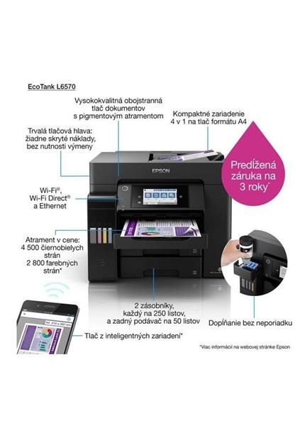 EPSON EcoTank L6570, Multifunkcia, A4, čierna EPSON EcoTank L6570, Multifunkcia, A4, čierna