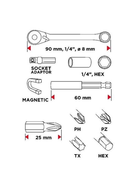 GRAPHITE 56H610, Sada bitov + račňa, 25 mm, 24 ks GRAPHITE 56H610, Sada bitov + račňa, 25 mm, 24 ks