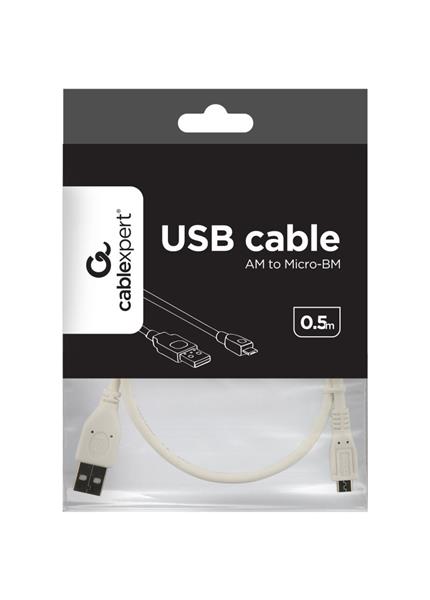 KABEL USB A - MicroB 0.5m biely KABEL USB A - MicroB 0.5m biely