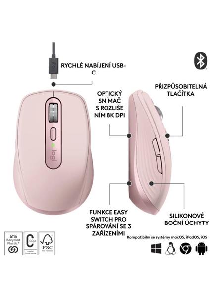 LOGITECH MX Anywhere 3S, Bezdrôtová myš, Rose LOGITECH MX Anywhere 3S, Bezdrôtová myš, Rose