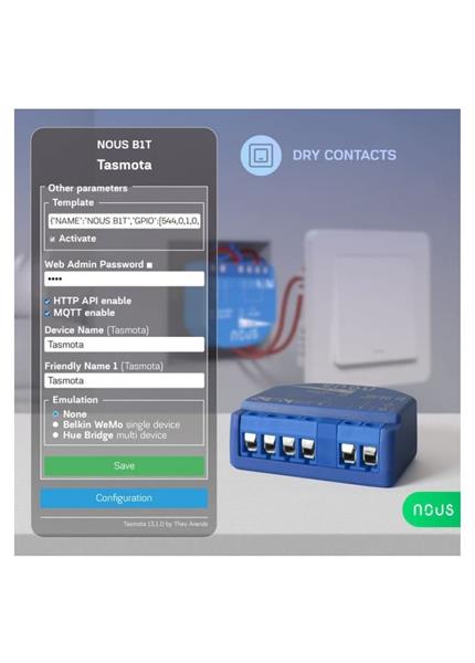 NOUS B1T, Tasmota SMART Switch, prepínač (bez) NOUS B1T, Tasmota SMART Switch, prepínač (bez)