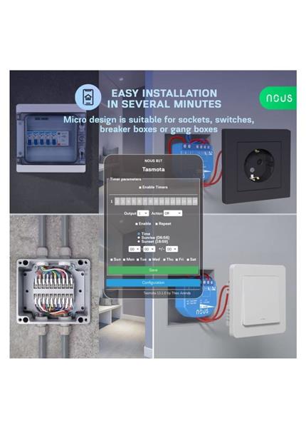 NOUS B1T, Tasmota SMART Switch, prepínač (bez) NOUS B1T, Tasmota SMART Switch, prepínač (bez)