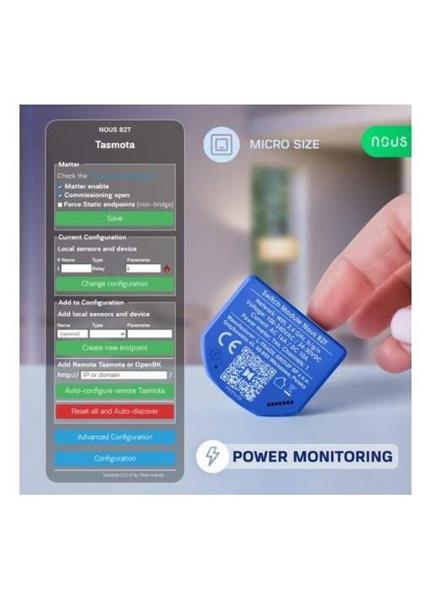 NOUS B2T, Tasmota SMART Switch, prepínač (s mera) NOUS B2T, Tasmota SMART Switch, prepínač (s mera)