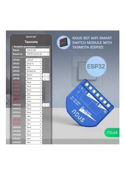 NOUS B2T, Tasmota SMART Switch, prepínač (s mera) NOUS B2T, Tasmota SMART Switch, prepínač (s mera)