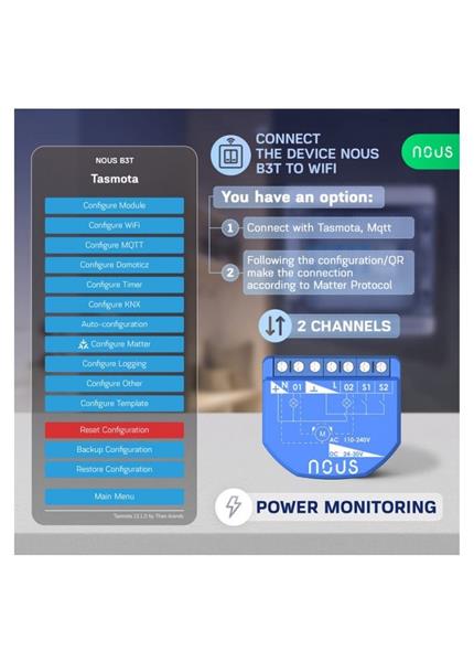 NOUS B3T, Tasmota SMART Switch, prepínač (s mera) NOUS B3T, Tasmota SMART Switch, prepínač (s mera)