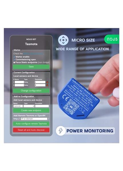 NOUS B3T, Tasmota SMART Switch, prepínač (s mera) NOUS B3T, Tasmota SMART Switch, prepínač (s mera)