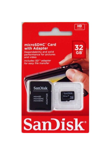 SanDisk Micro SDHC card 32GB CL4 + ada SanDisk Micro SDHC card 32GB CL4 + ada