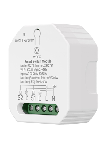 WOOX R7279, Smart switch 2-gang module WiFi WOOX R7279, Smart switch 2-gang module WiFi