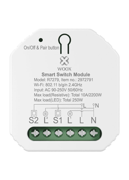 WOOX R7279, Smart switch 2-gang module WiFi WOOX R7279, Smart switch 2-gang module WiFi